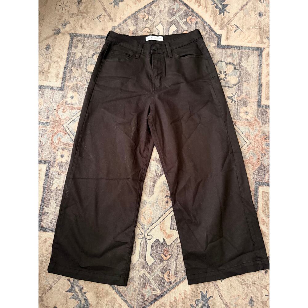 Flying Monkey Womens 26 Black High Rise Wide Leg Crop Jeans Stretch